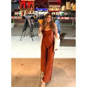 Anthrop[ologie GUAPA Naomi Metallic Pants Rust Size SP